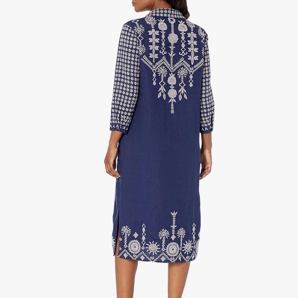 Johnny Was Linen Embroidered Floral Button Down Midi Dress Size XS - Picture 2 of 15
